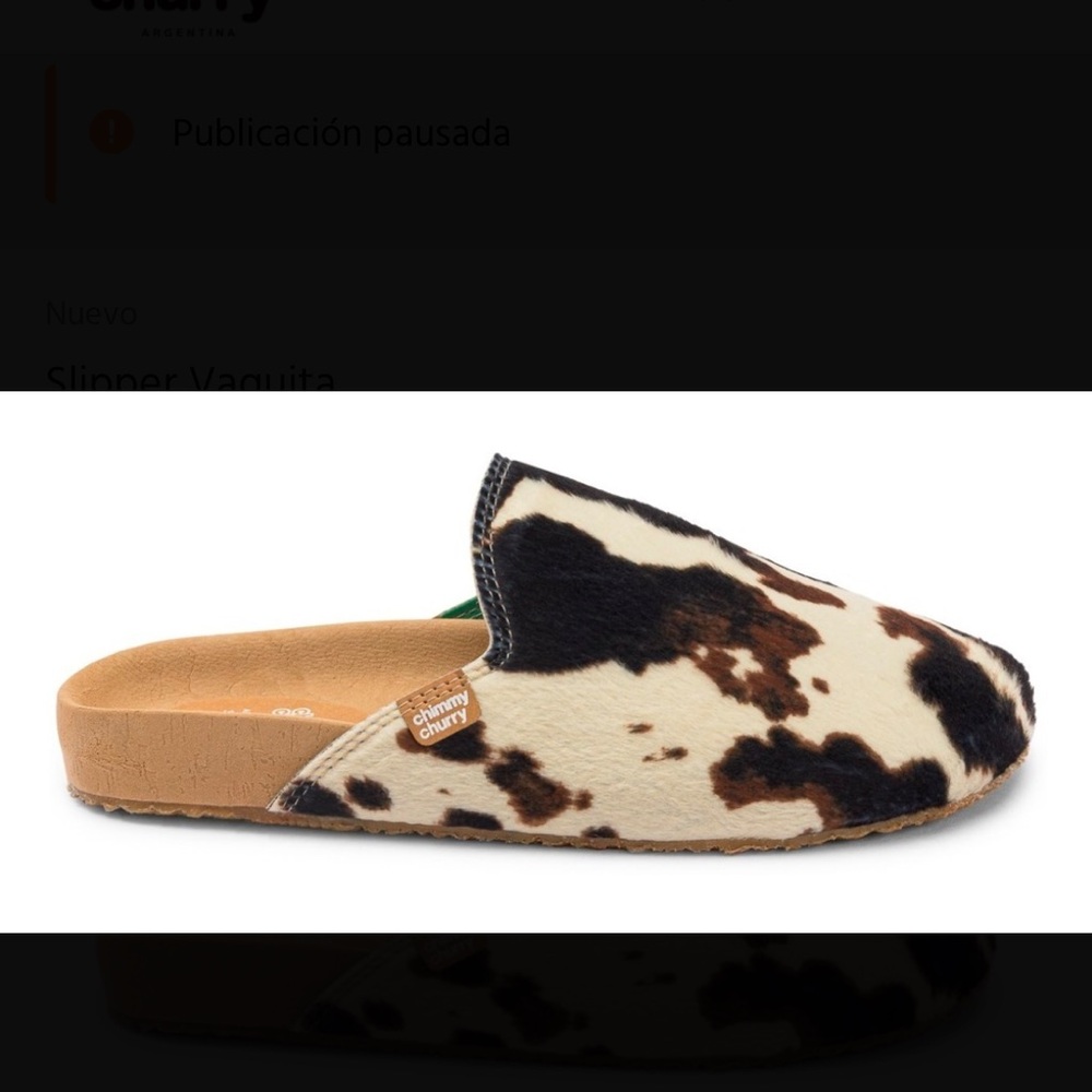 Chimmy Churry slippers cow print size 6